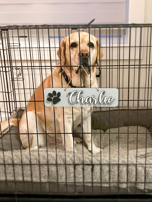 DOG Sign Kennel Custom Name Cat Puppy Kitten Wood Hanger Paw Personalize Gift Home Dog Christmas Gift Personalized Dog Gift, Crate Dog Decor