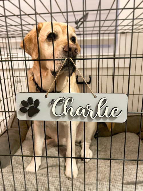 DOG Sign Kennel Custom Name Cat Puppy Kitten Wood Hanger Paw Personalize Gift Home Dog Christmas Gift Personalized Dog Gift, Crate Dog Decor