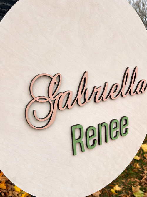 Annie Round Name Sign Custom Nursery Artwork and Personalized Name Decor