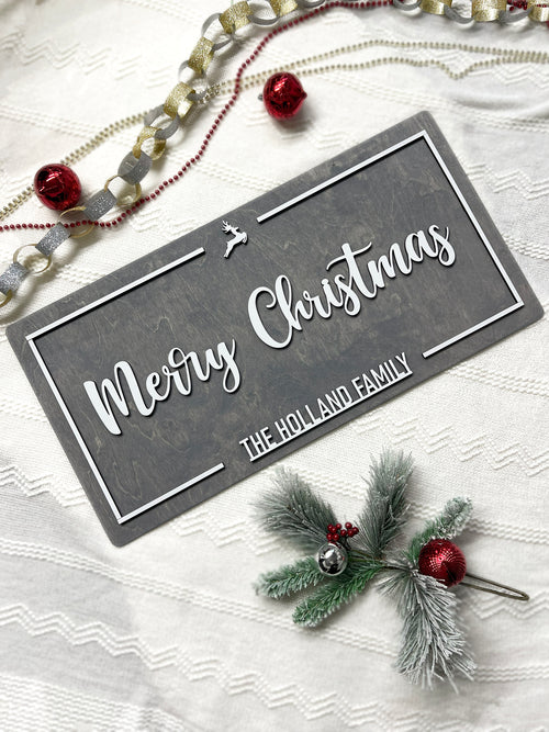 Custom Merry Christmas Sign | Christmas Sign Decor | Farmhouse Christmas Sign for Family Gift Engaged Couples Gift Christmas Tree Deer Sign