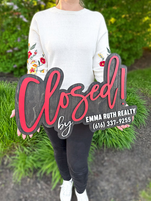Realtor Sold Sign, Real Estate Closed by Sign, Realtor Marketing