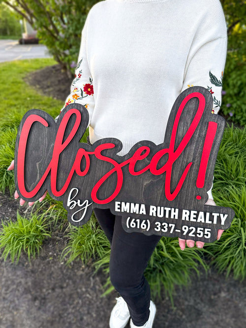 Realtor Sold Sign, Real Estate Closed by Sign, Realtor Marketing