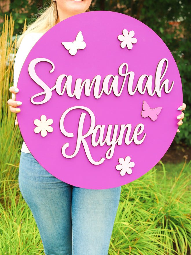 Round Name Sign for Nursery
