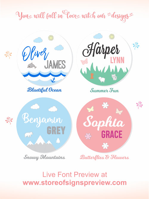 Round Name Sign for Nursery