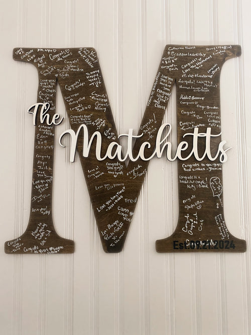 Guest book for wedding Letter with engraved date