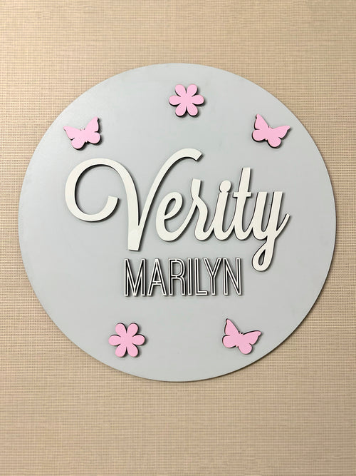 Round Baby Name Sign - Custom Nursery Artwork and Personalized Name Decor