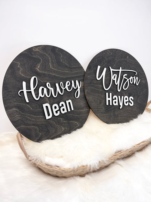 Round Baby Name Sign - Custom Nursery Artwork and Personalized Name Decor