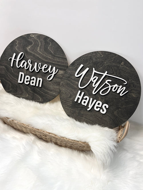 Round Baby Name Sign - Custom Nursery Artwork and Personalized Name Decor