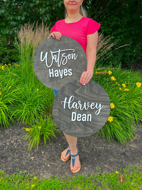 Round Baby Name Sign - Custom Nursery Artwork and Personalized Name Decor