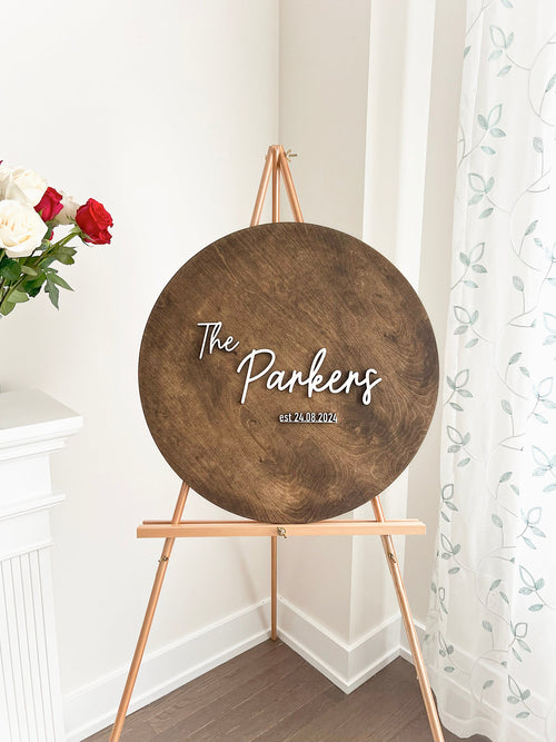 Round Wooden Wedding Guestbook