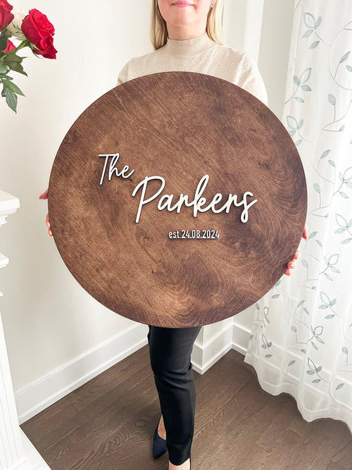 Round Wooden Wedding Guestbook