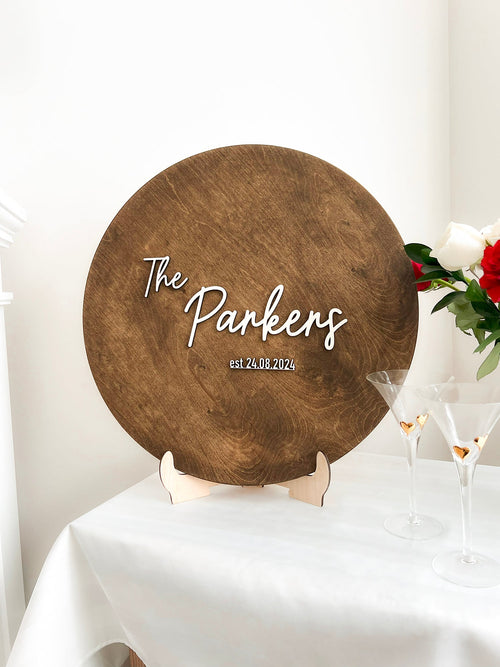 Round Wooden Wedding Guestbook