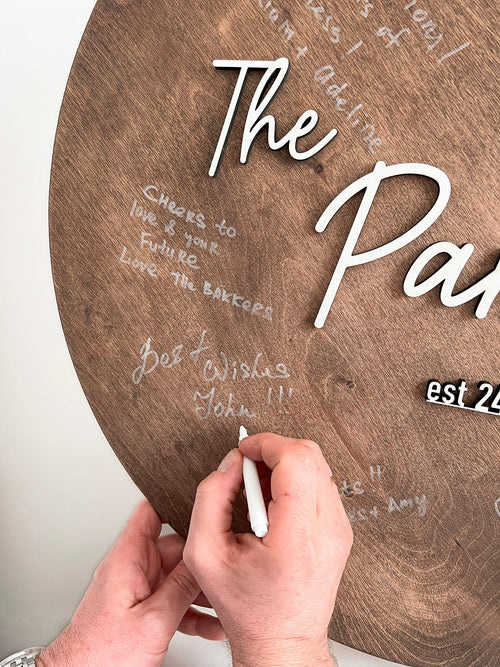 Round Wooden Wedding Guestbook