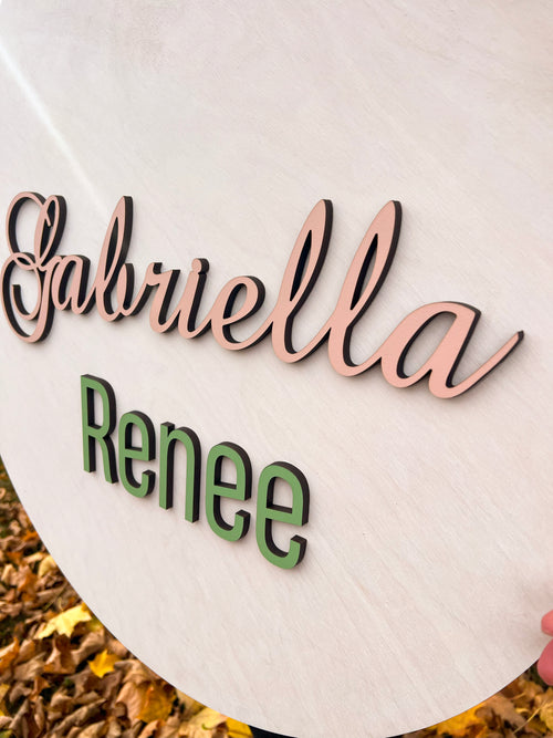 Round Baby Name Sign - Custom Nursery Artwork and Personalized Name Decor