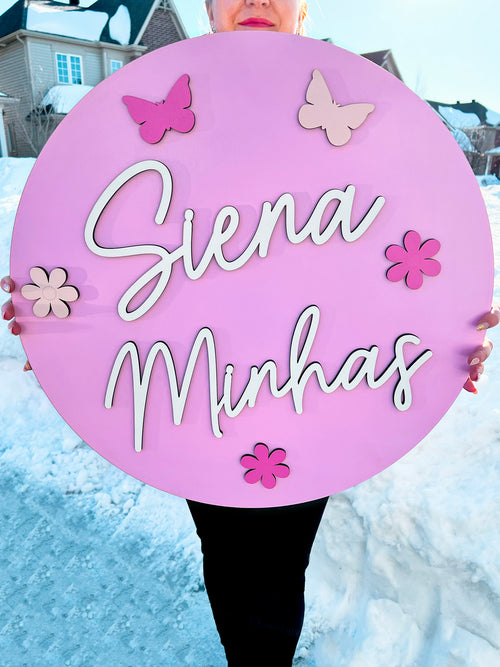 Round Name Sign for Nursery