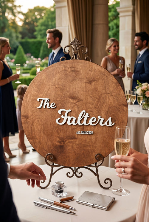 Round Wooden Wedding Guestbook