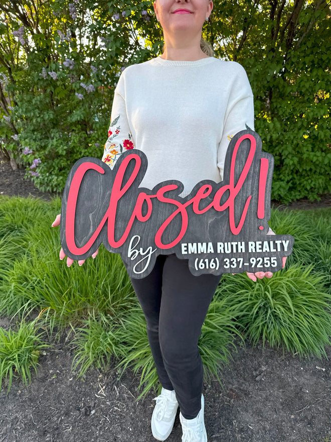 Realtor Sold Sign, Real Estate Closed by Sign, Realtor Marketing